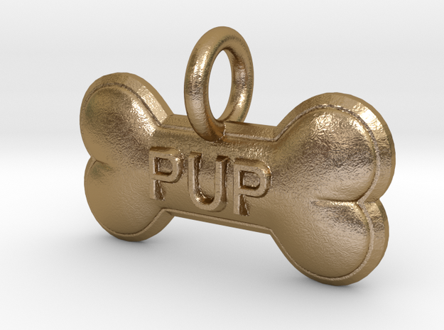 PUP charm in Polished Gold Steel