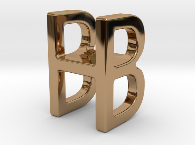 Two way letter pendant - BH HB in Polished Brass