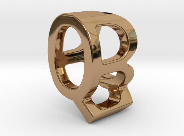 Two way letter pendant - BQ QB in Polished Brass