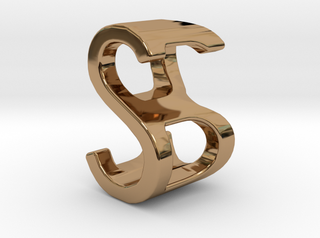 Two way letter pendant - BS SB in Polished Brass