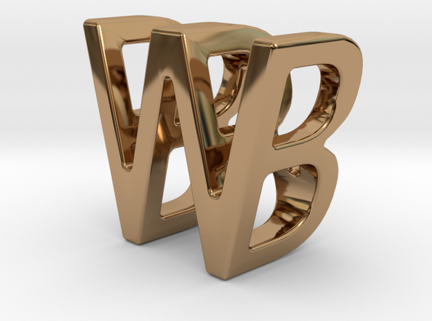 Two way letter pendant - BW WB in Polished Brass