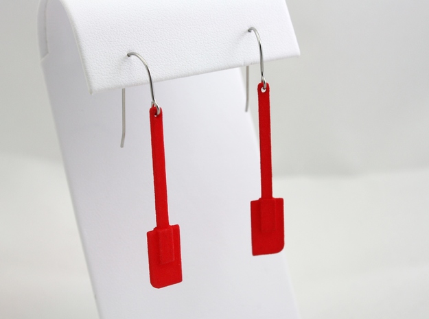 Spatula Earrings in Red Processed Versatile Plastic