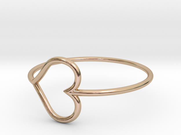 Size 7 Love Heart in 14k Rose Gold Plated Brass