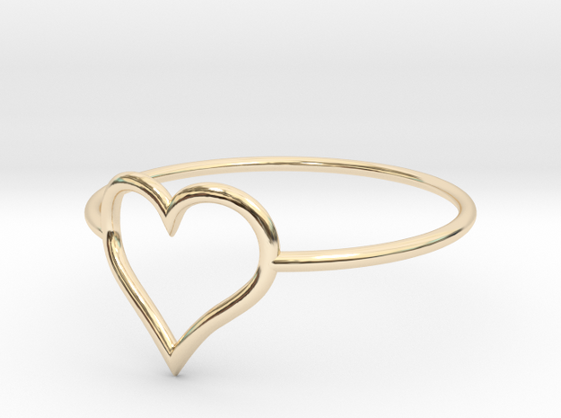 Size 6 Love Heart A in 14k Gold Plated Brass