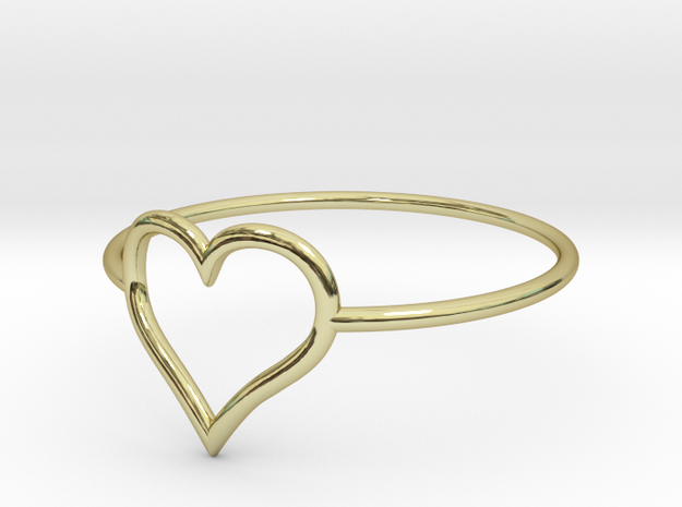 Size 8 Love Heart A in 18k Gold Plated Brass