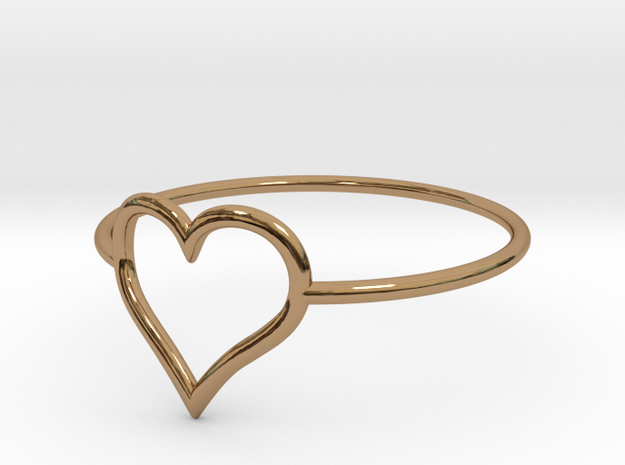 Size 10 Love Heart A in Polished Brass