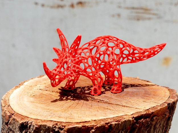 Styracosaurus Voronoi Wireframe in Red Processed Versatile Plastic