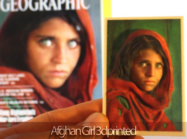Afghan Girl 3d Photo in Full Color Sandstone