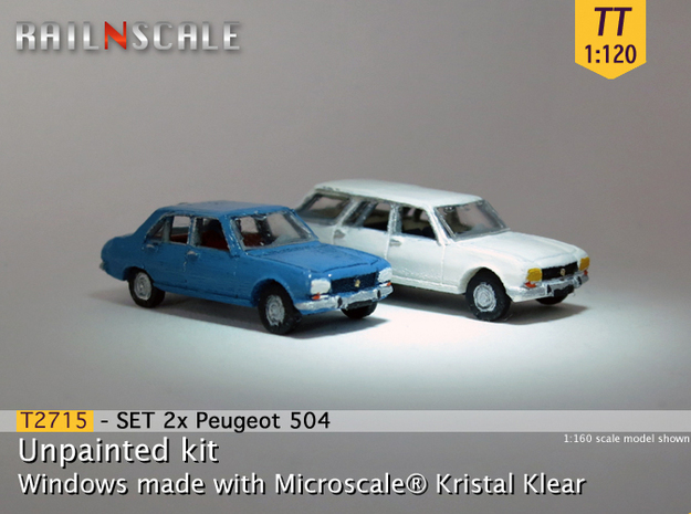 SET 2x Peugeot 504 (TT 1:120) in Tan Fine Detail Plastic