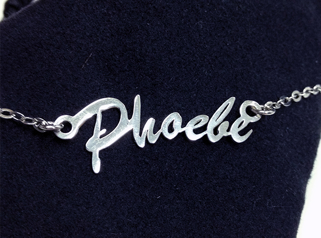Name Necklace Pendant - Phoebe in Fine Detail Polished Silver