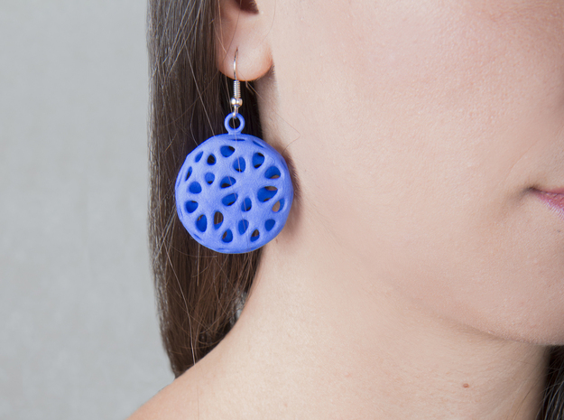 Flowers Earrings in Blue Processed Versatile Plastic