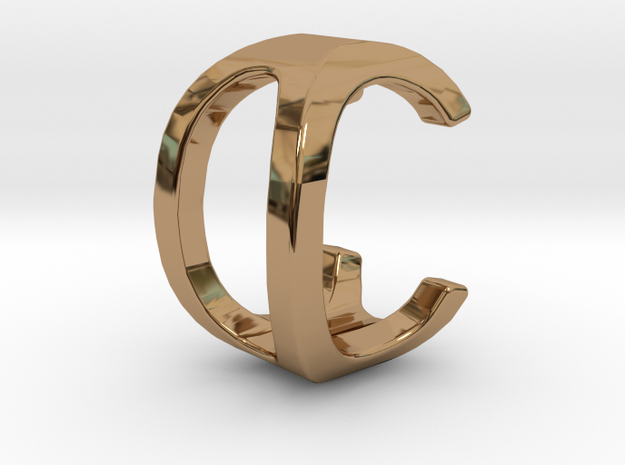 Two way letter pendant - C0 0C in Polished Brass
