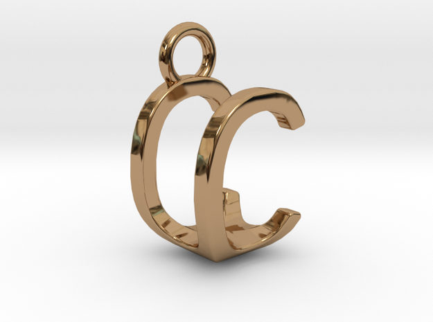 Two way letter pendant - CU UC in Polished Brass