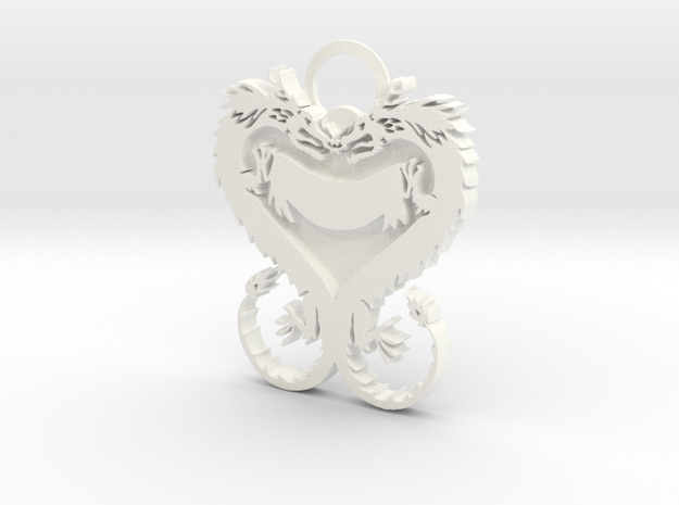 Dragonheart Keychain in White Processed Versatile Plastic
