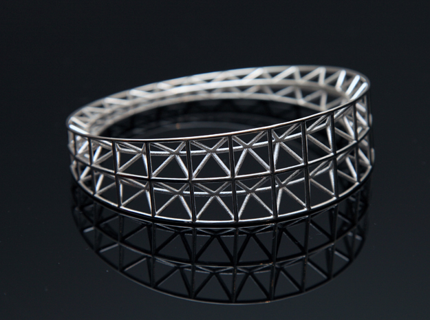 Intricate Framework Bracelet in Polished Silver