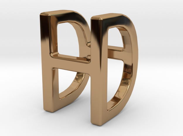 Two way letter pendant - DH HD in Polished Brass