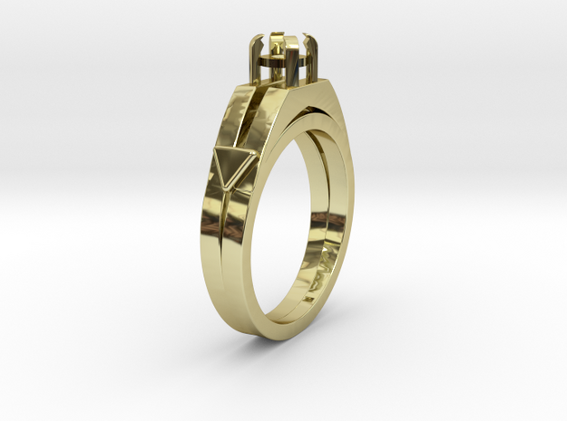Ø0.877 inch-Ø22.29 Mm Diamond Ring Ø0.208 inch-Ø5. in 18k Gold Plated Brass
