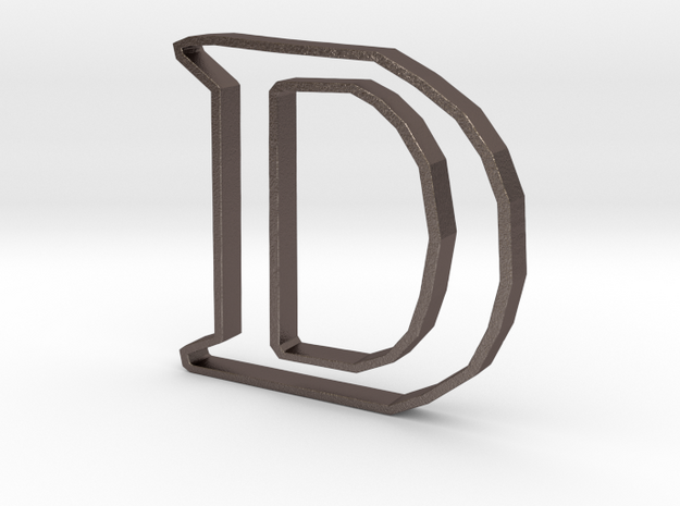Typography Pendant D in Polished Bronzed Silver Steel