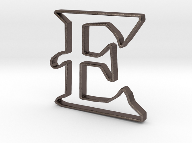 Typography Pendant E in Polished Bronzed Silver Steel