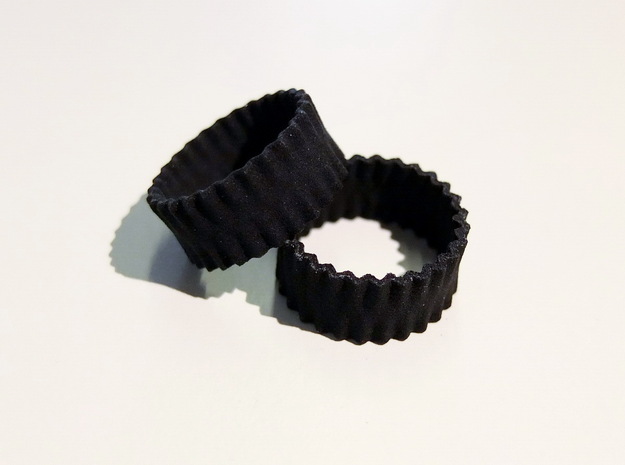Pleats Rings in Black Natural Versatile Plastic