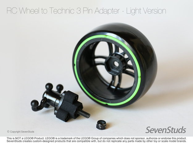 RC Wheel to Technic 3 Pin Adapter - Light