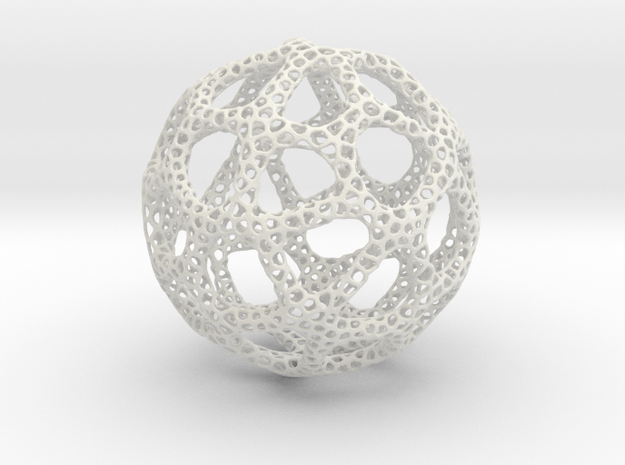 Voronoi Sphere 200mm in White Natural Versatile Plastic