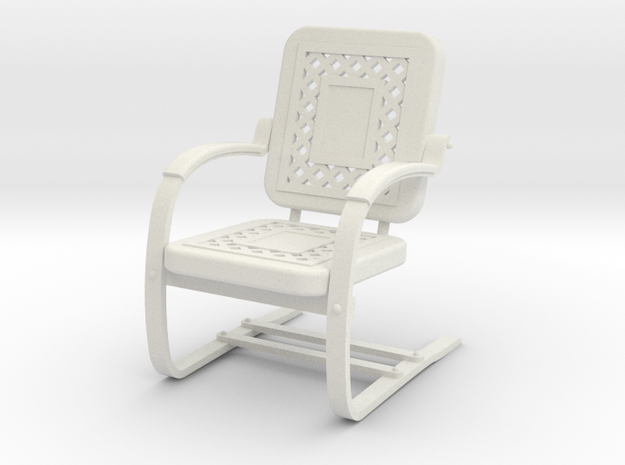 Miniature Metal Lawn Chair 1-12 not full size in White Natural Versatile Plastic