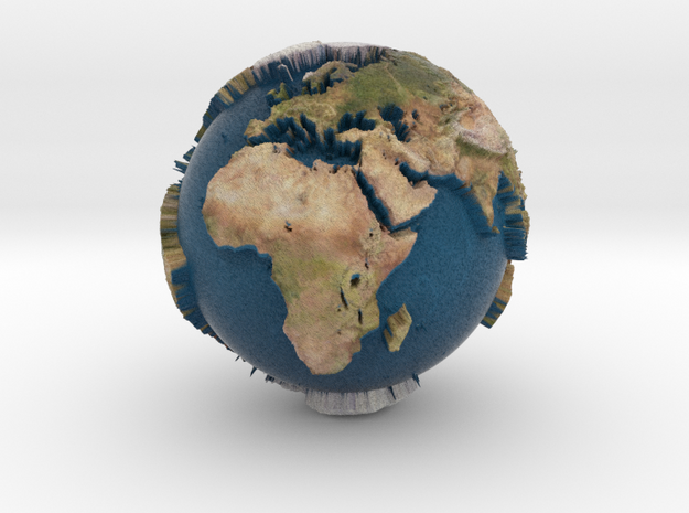 Planet Earth with relief continents highlighting in Full Color Sandstone