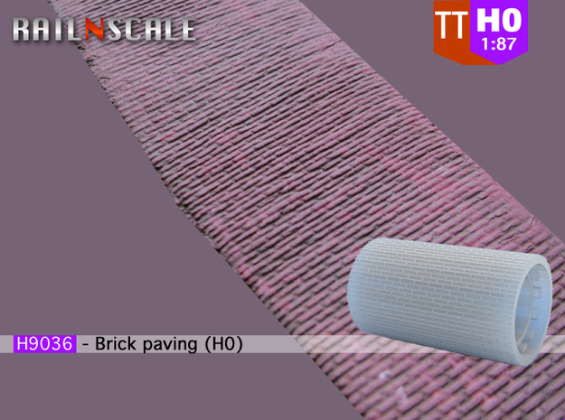 Pflasterklinker-Walze (Läuferverband - H0 1:87) in Tan Fine Detail Plastic