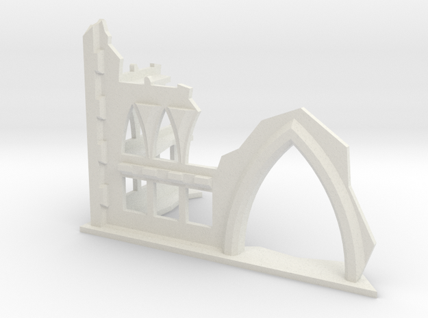 6mm Scale Gothic Ruin With Door Opening in White Natural Versatile Plastic