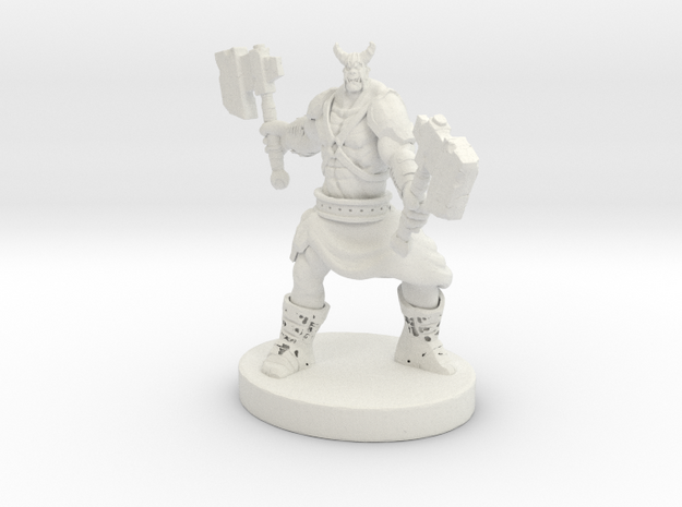 Orc Warrior Figurine in White Natural Versatile Plastic