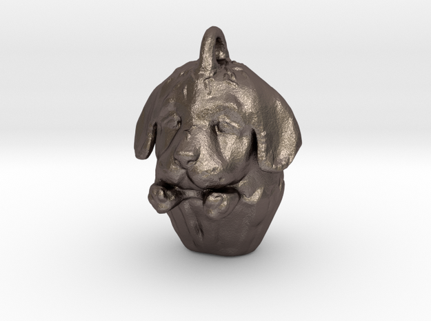 Golden Retriever Pupcake in Polished Bronzed Silver Steel