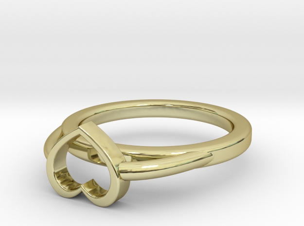 Ø15.40mm - Ø0.606inch Heart Ring A in 18k Gold Plated Brass