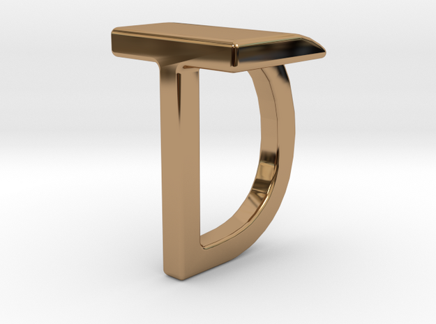 Two way letter pendant - DT TD in Polished Brass