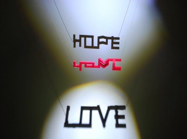 Hope and Love in Red Processed Versatile Plastic