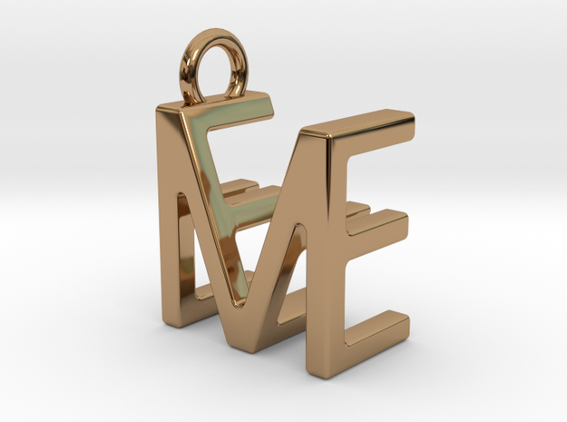 Two way letter pendant - EM ME in Polished Brass