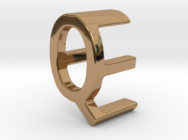 Two way letter pendant - EQ QE in Polished Brass