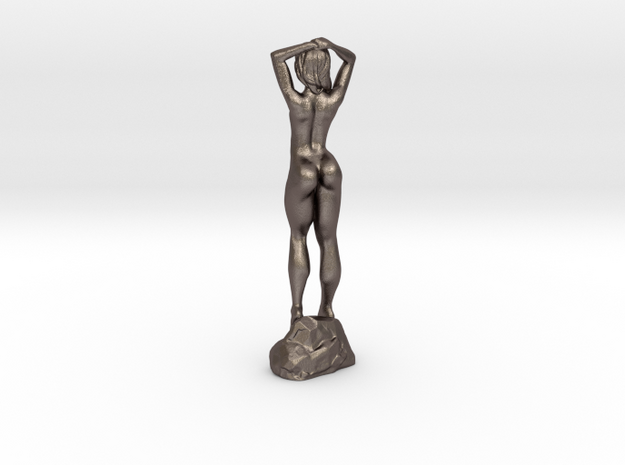 Art deco nude figurine female bottle opener in Polished Bronzed Silver Steel