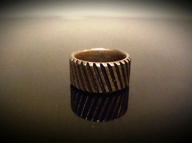 Gear Cog Fashion Ring Size 8 in Polished Bronze Steel