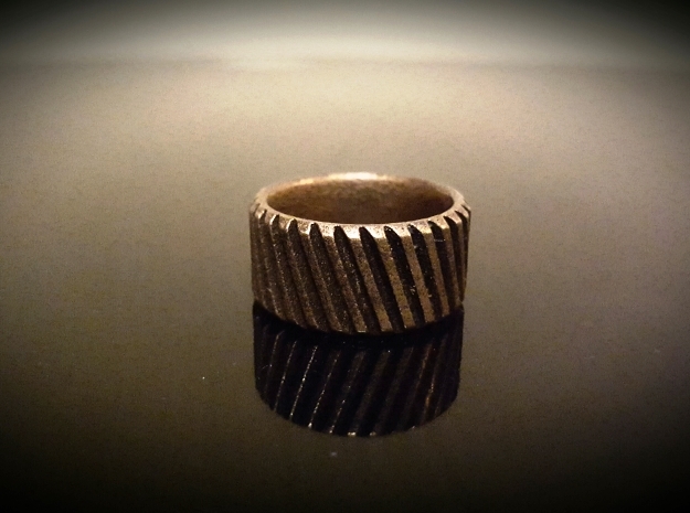 Gear Cog Fashion Ring Size 12 in Polished Bronze Steel