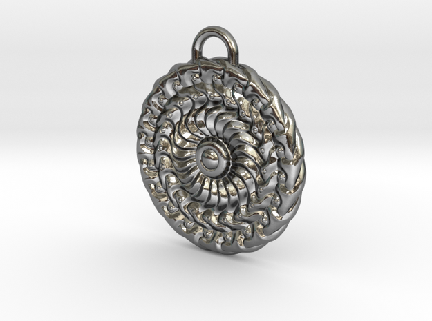 Sun Mandala Medalion  in Polished Silver