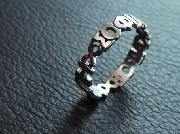 Ring "Agape Sofia Kairos" Size 10.5 in Rhodium Plated Brass