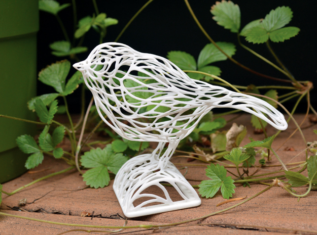 Voronoi Songbird in White Processed Versatile Plastic