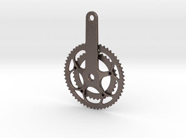 Chain Wheel pendent in Polished Bronzed Silver Steel