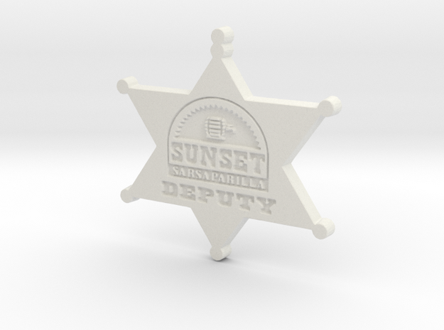 Sunset Sarsaparilla Deputy Sheriff Badge in White Natural Versatile Plastic