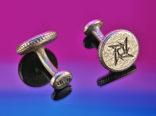 Own logo and initals cufflinks in Polished Bronzed Silver Steel