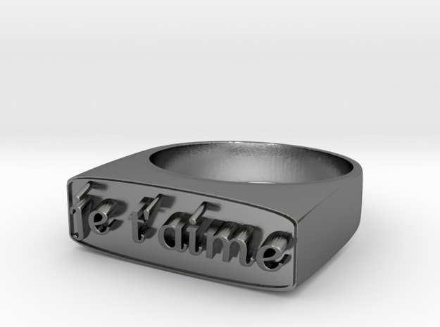 RING   " Je t'aime "   U.S Size  6 3/4 in Polished Silver