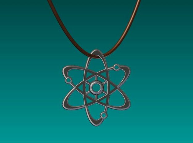 Planetary Atom Pendant in Polished Bronzed Silver Steel