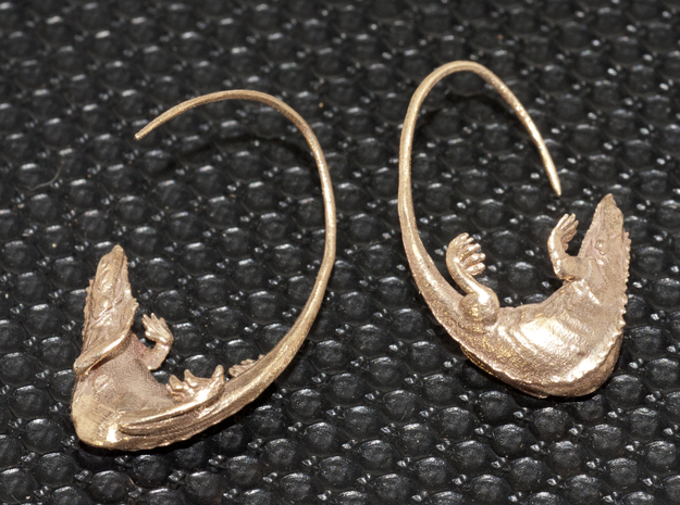 Lizard Earring - 25mm in Natural Bronze