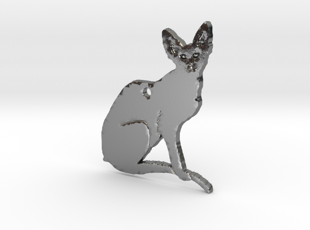 Oriental Cat with Details FINAL in Polished Silver